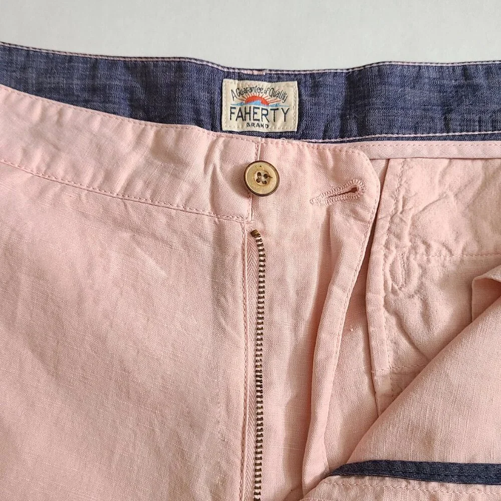 New Faherty Men's 38W Linen Blend Shorts Chino $98